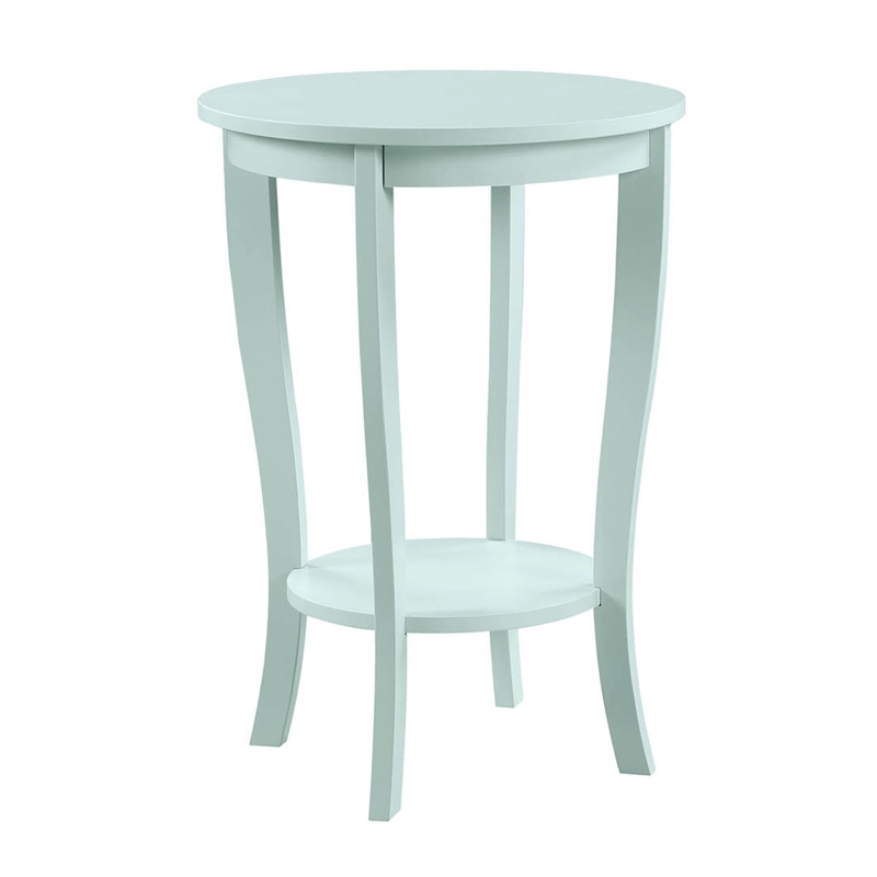 Convenience Concepts American Heritage Round End Table in Sea Foam Green Wood