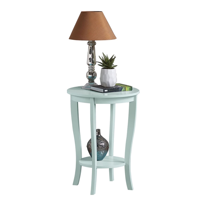 Convenience Concepts American Heritage Round End Table in Sea Foam Green Wood