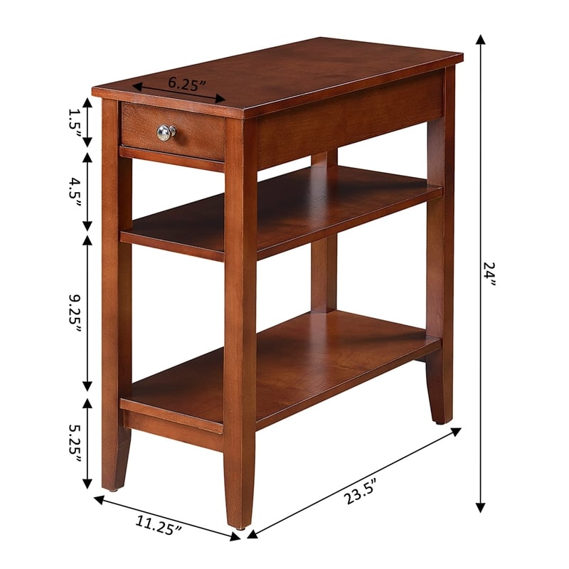 Convenience Concepts End Table Nightstand Bedside Rectangle in Wood - Mahogany