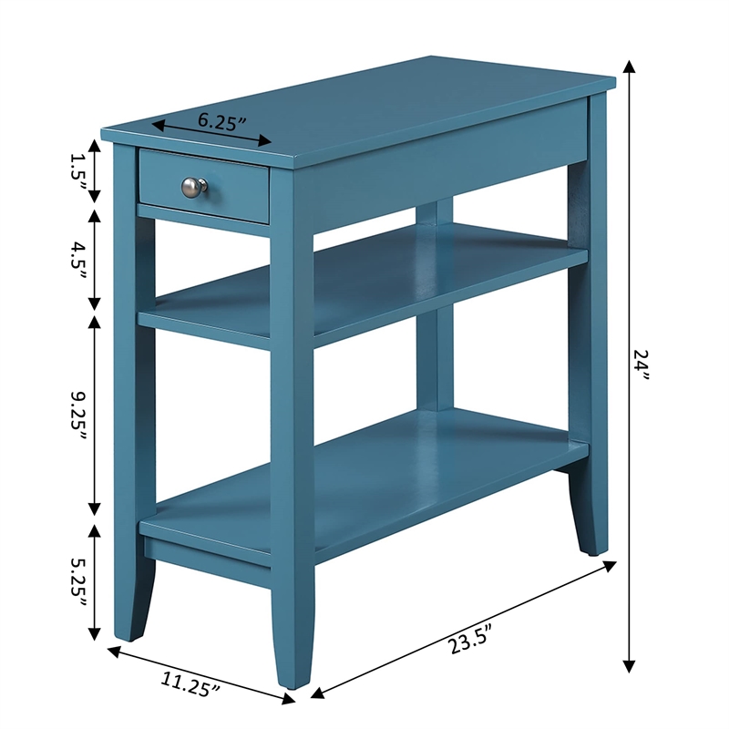 Convenience Concepts American Heritage Three-Tier End Table in Blue Wood Finish