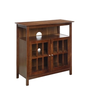 Convenience Concepts Big Sur Highboy TV Stand in Dark Walnut Wood Finish