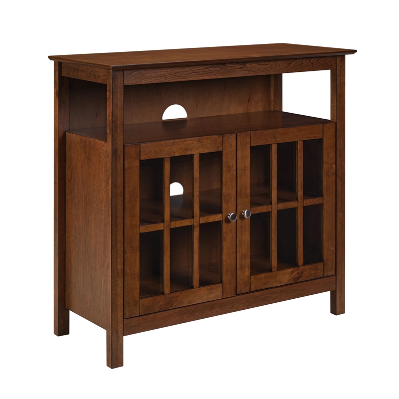 Convenience Concepts Big Sur Highboy TV Stand in Dark Walnut Wood Finish