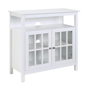 Convenience Concepts Big Sur Highboy TV Stand in White Wood Finish