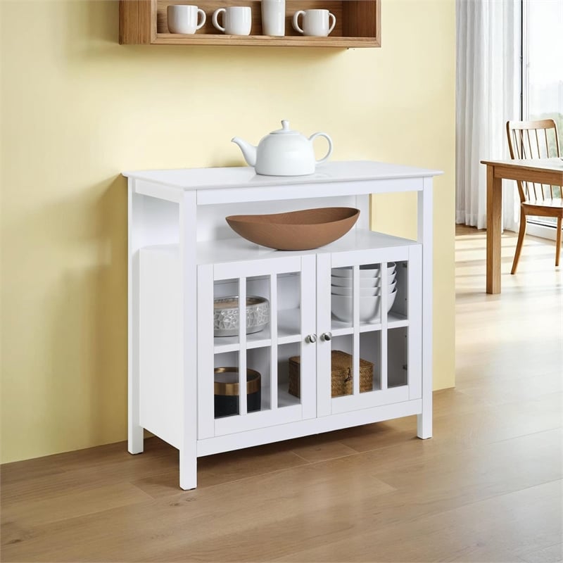 Convenience Concepts Big Sur Highboy TV Stand in White Wood Finish