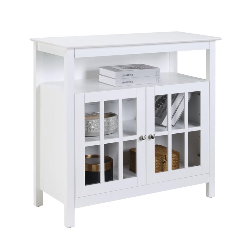 Convenience Concepts Big Sur Highboy TV Stand in White Wood Finish