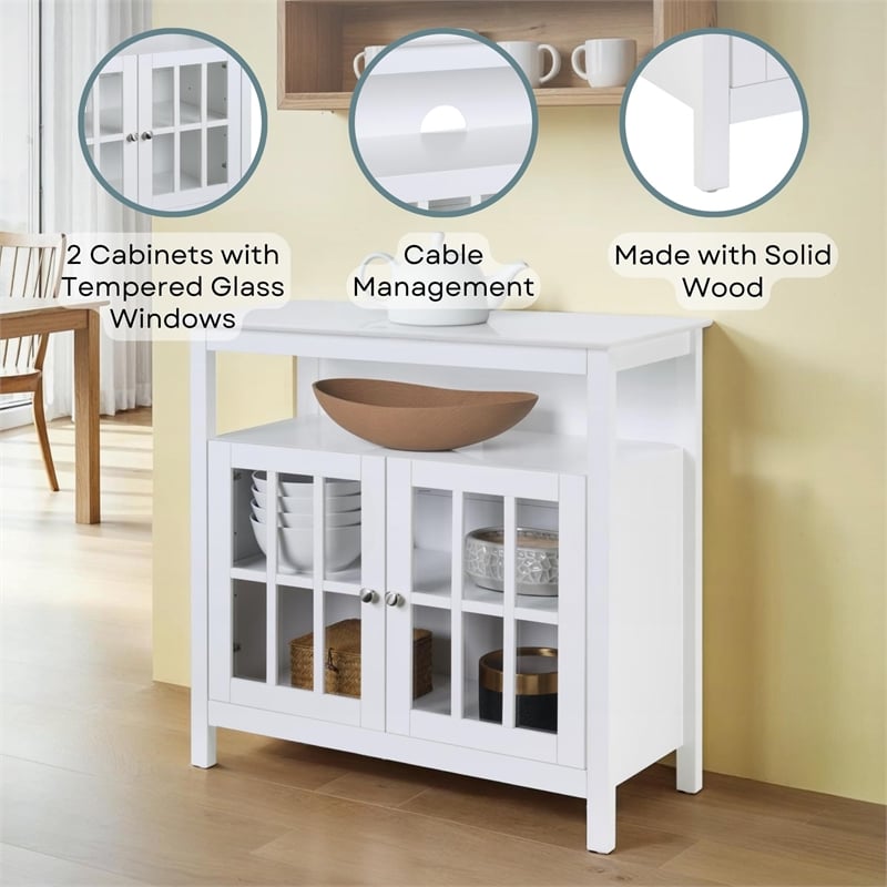 Convenience Concepts Big Sur Highboy TV Stand in White Wood Finish