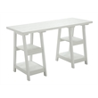 Convenience Concepts Designs2Go Double Trestle Desk in White Wood Finish