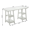 Convenience Concepts Designs2Go Double Trestle Desk in White Wood Finish