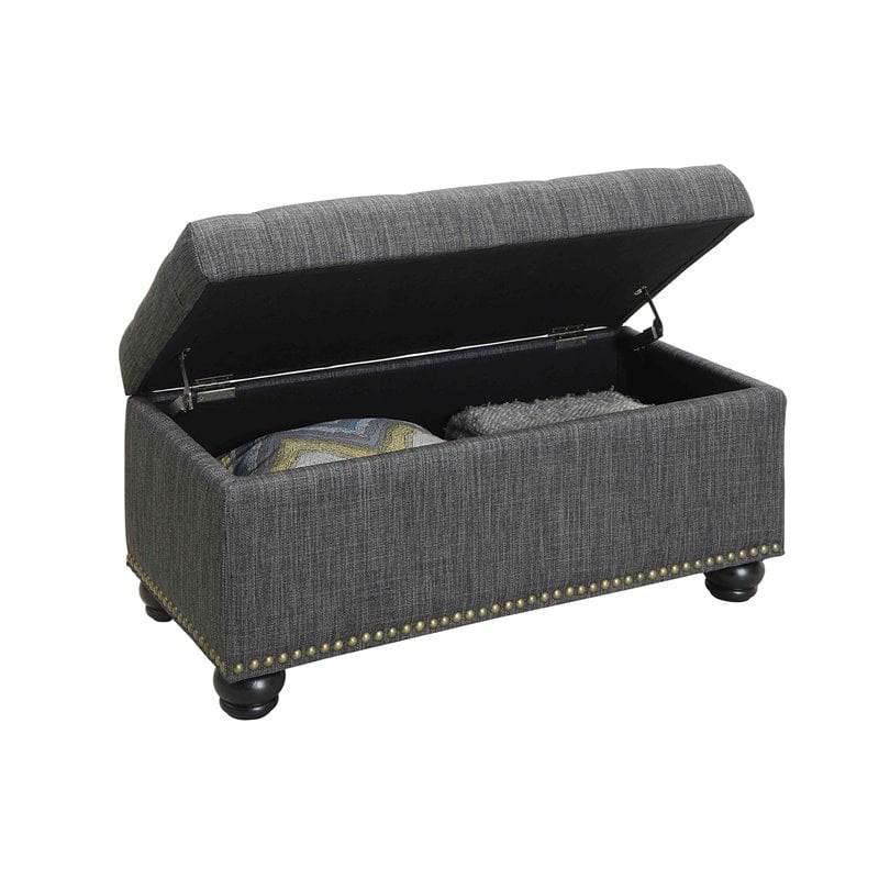 Convenience Concepts Designs4Comfort 7th Avenue Storage Ottoman in Gray Fabric
