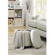 Designs4Comfort Round Accent Storage Ottoman in Ivory White Faux Leather Fabric