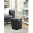 Designs4Comfort Round Accent Storage Ottoman in Black Faux Leather Fabric