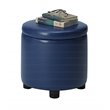 Designs4Comfort Round Accent Storage Ottoman in Blue Faux Leather Fabric