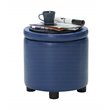 Designs4Comfort Round Accent Storage Ottoman in Blue Faux Leather Fabric