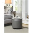 Designs4Comfort Round Accent Storage Ottoman in Gray Faux Leather Fabric