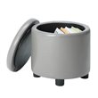 Designs4Comfort Round Accent Storage Ottoman in Gray Faux Leather Fabric
