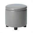 Designs4Comfort Round Accent Storage Ottoman in Gray Faux Leather Fabric