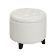 Convenience Concepts Designs4Comfort Round Ottoman in Ivory Faux Leather Fabric