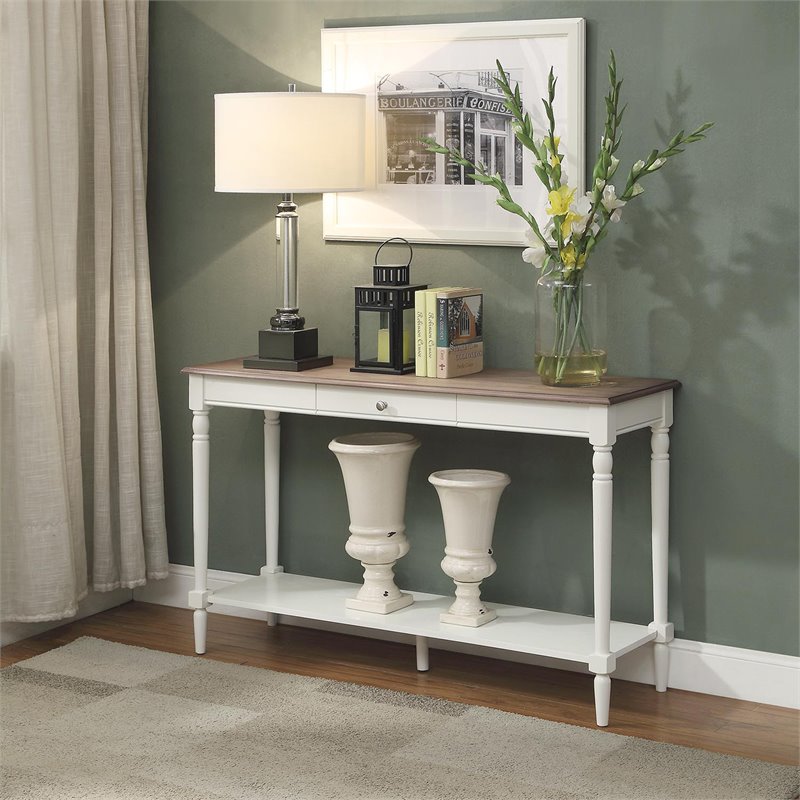 French Country Console Table with Drawer and Shelf in