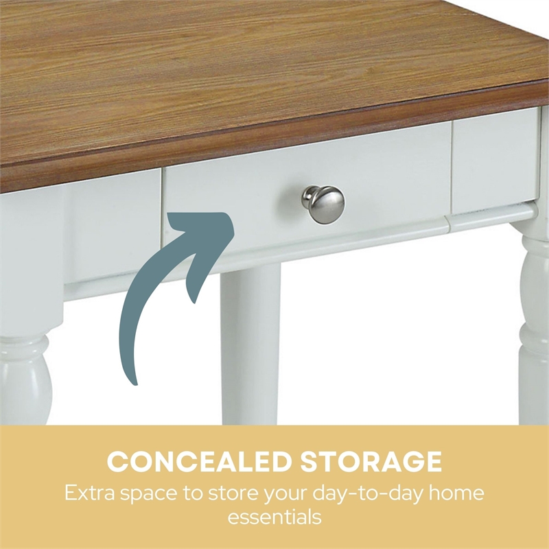 French Country End Table with Drawer and Shelf in Driftwood and White