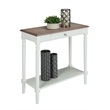 French Country Hall Table with Drawer and Shelf in Driftwood and White Wood