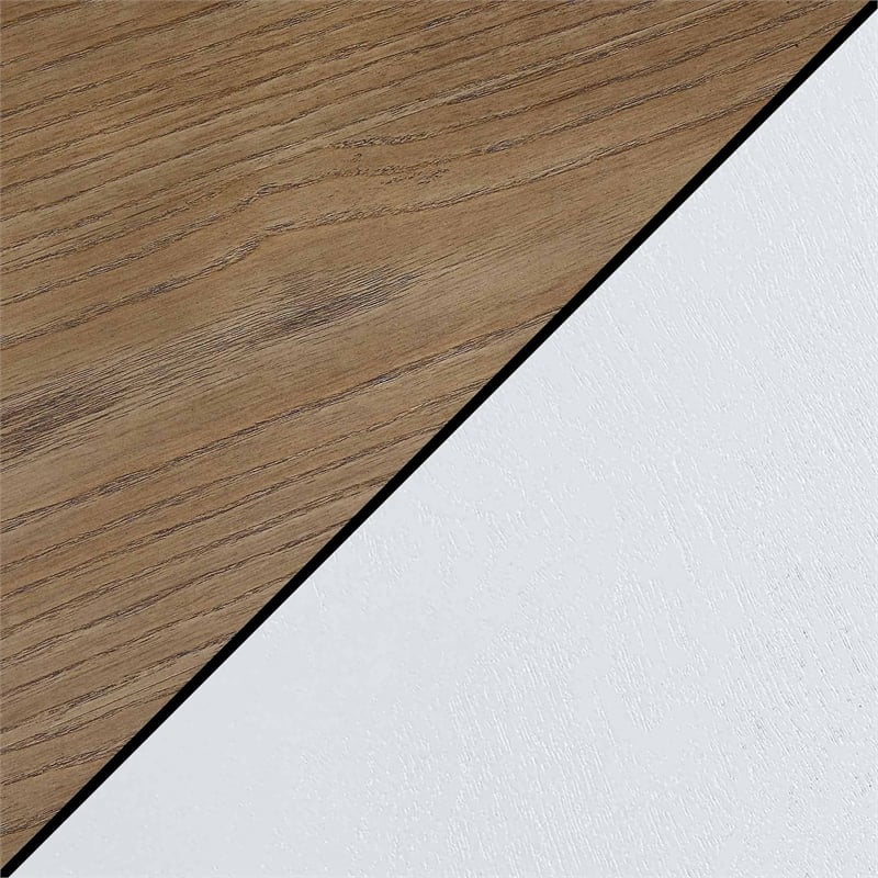 French Country Hall Table with Drawer and Shelf in Driftwood and White Wood