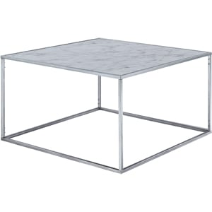 Gold Coast Coffee Table in Black Faux Marble Wood Finish and Silver Metal Frame