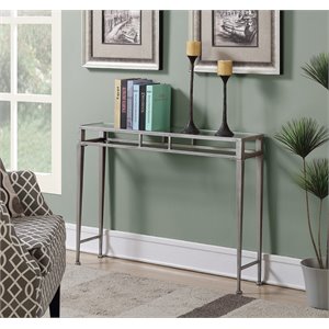convenience concepts gold coast julia hall console table in silver metal frame