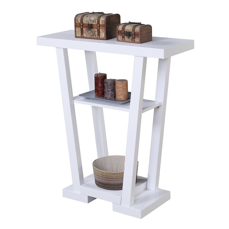 Convenience Concepts Newport V Console Table in White Wood Finish