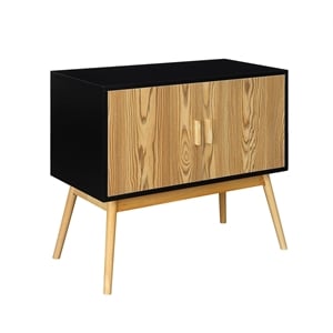 Convenience Concepts Oslo Storage Console in Natural and Black Wood Finish