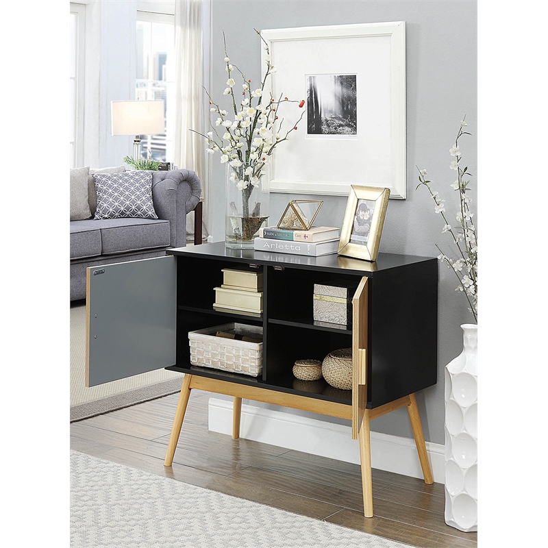 Convenience Concepts Oslo Storage Console in Natural and Black Wood Finish
