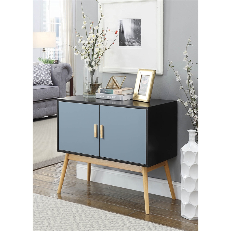 Convenience Concepts Oslo Storage Console in Natural and Black Wood Finish