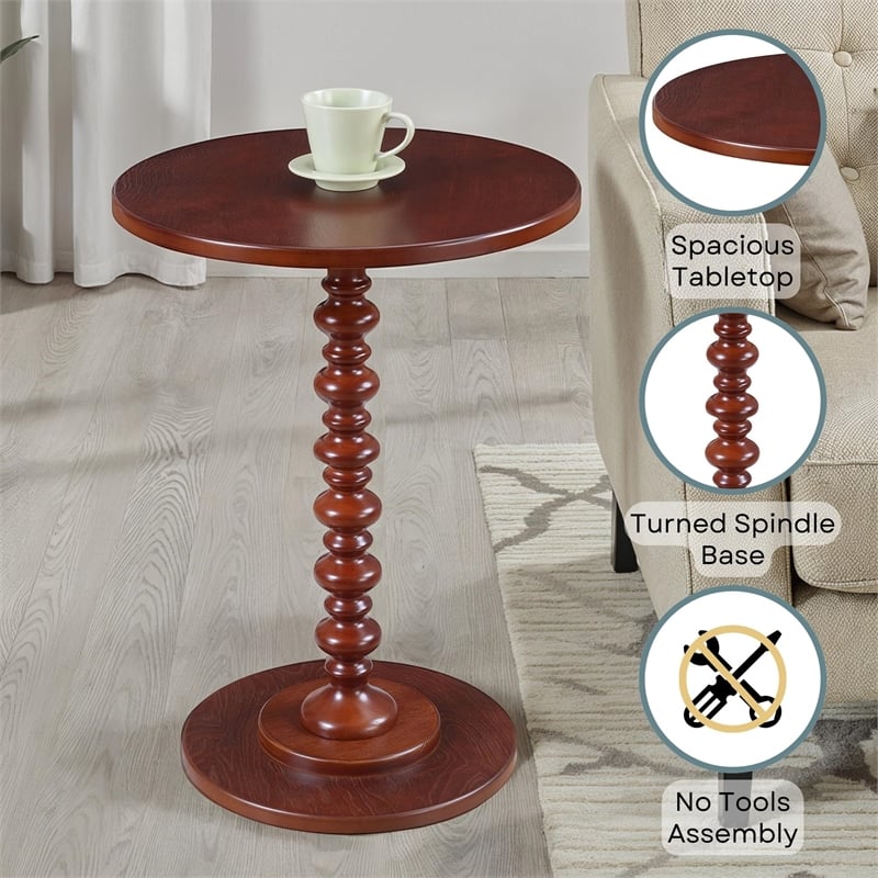 Convenience Concepts Palm Beach Spindle Table in Mahogany Wood Finish