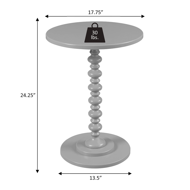 Convenience Concepts Palm Beach Spindle Table in Light Gray Wood Finish