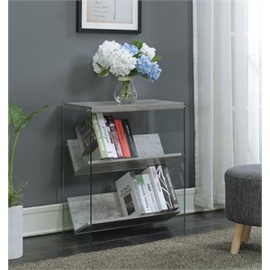 convenience concepts soho bookcase in gray faux birch wood finish