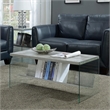 Convenience Concepts SoHo Coffee Table in Gray Faux Birch Wood Finish and Glass