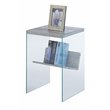 Convenience Concepts SoHo End Table in Gray Faux Birch Wood Finish and Glass