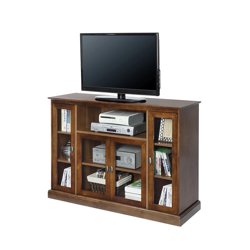 Convenience Concepts Summit Highboy TV Stand in Dark Walnut Wood Finish