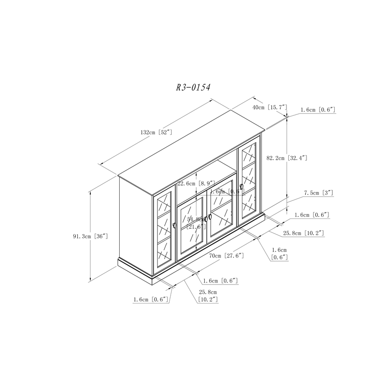 Convenience Concepts Summit Highboy TV Stand in Dark Walnut Wood Finish