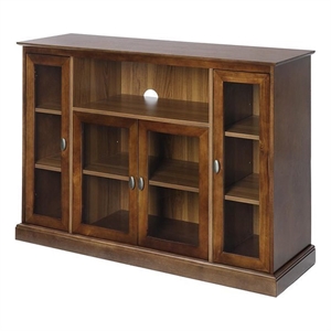 convenience concepts summit highboy tv stand in dark walnut wood finish