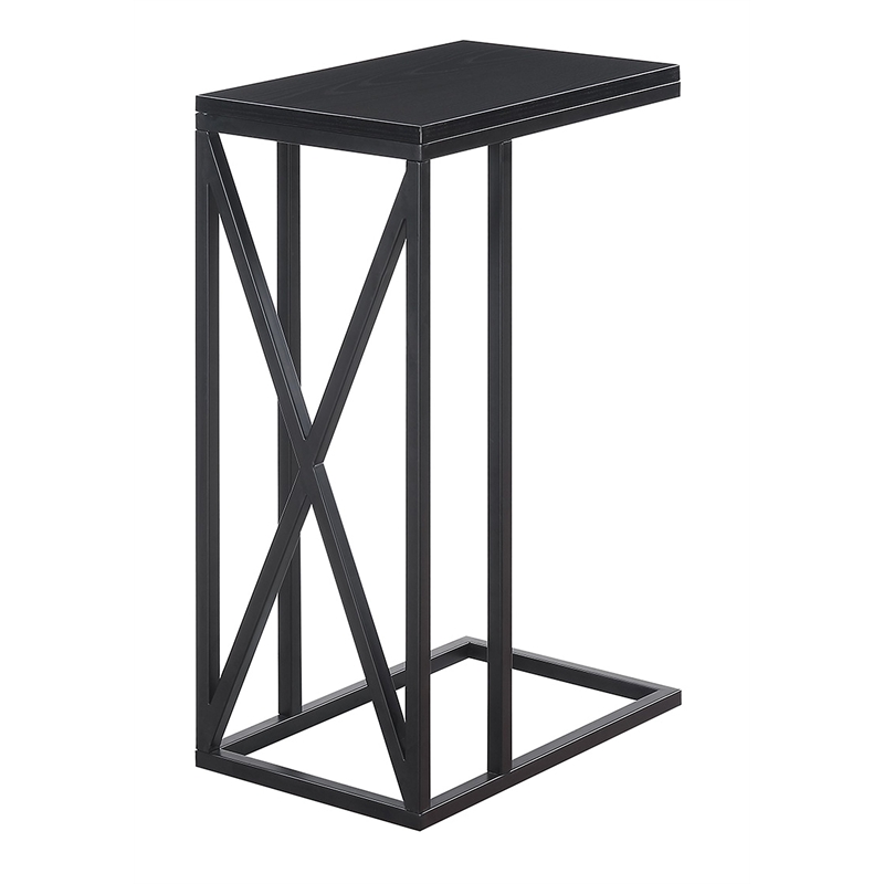 Convenience Concepts Tucson C End Table in Black Wood Finish and Metal Frame
