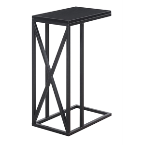 Convenience Concepts Tucson C End Table in Black Wood Finish and Metal Frame