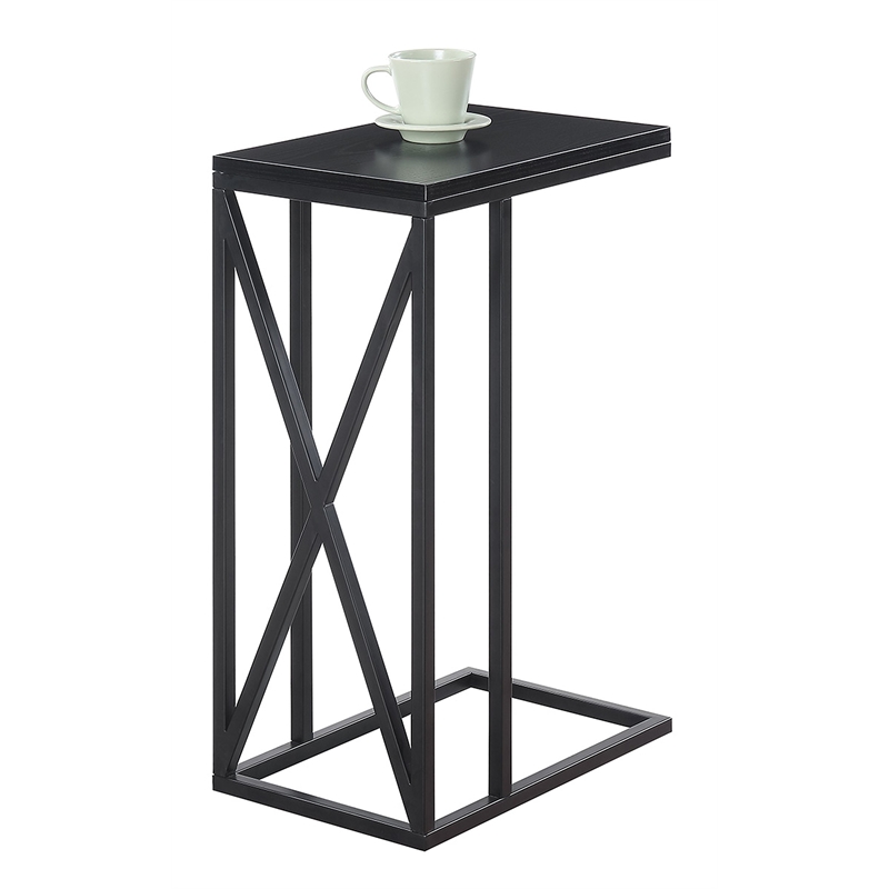 Convenience Concepts Tucson C End Table in Black Wood Finish and Metal Frame