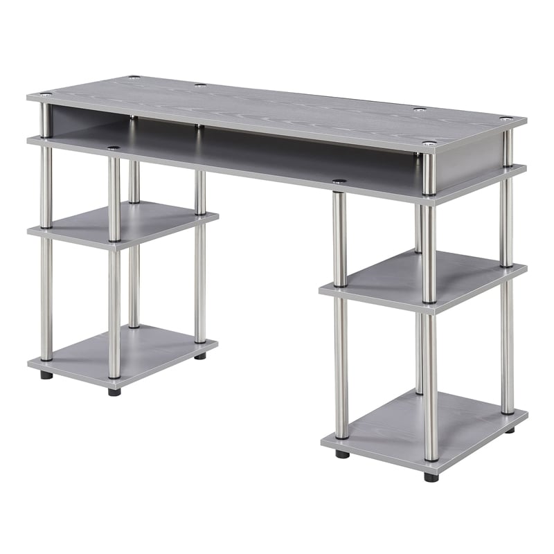 Convenience Concepts Designs2Go No Tools Student Desk in Light Gray Wood Finish