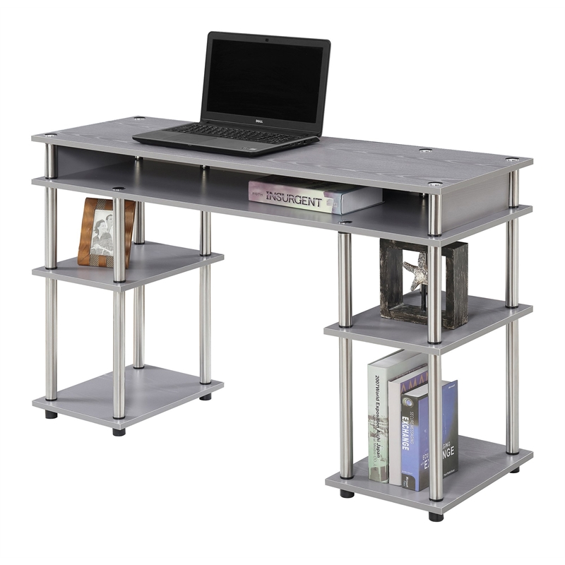 Convenience Concepts Designs2Go No Tools Student Desk in Light Gray Wood Finish