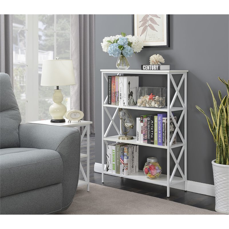 Convenience Concepts Tucson FourTier Bookcase in White Wood Finish