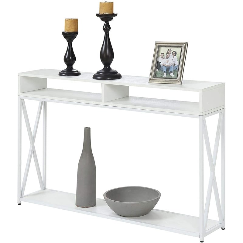 Convenience Concepts Tucson Deluxe Two-Tier Console Table in White Wood Finish