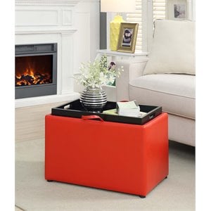 convenience concepts designs4comfort storage ottoman in bright red faux leather