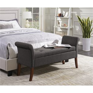 convenience concepts designs4comfort garbo storage bench in gray fabric