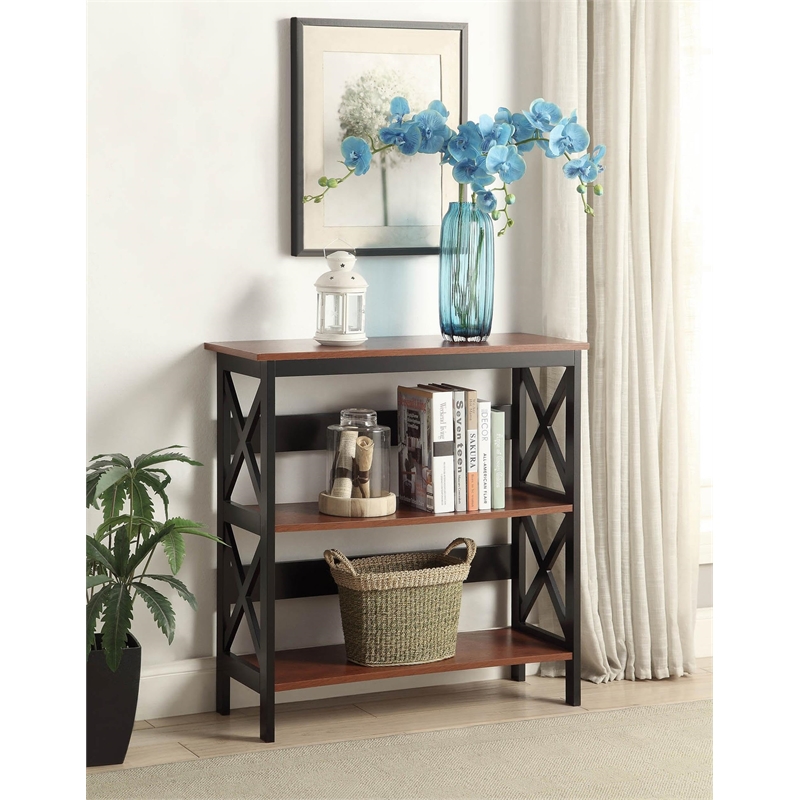 Convenience Concepts Oxford 3 Tier Bookcase in Cherry and Black Wood Finish
