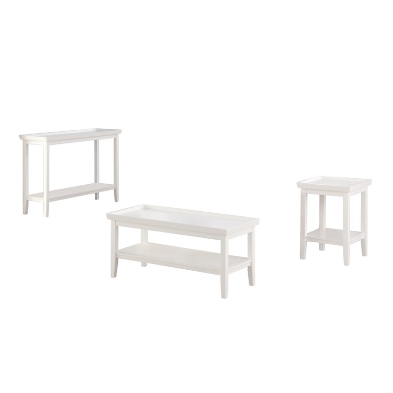 Convenience Concepts Ledgewood Console Table in White Wood Finish